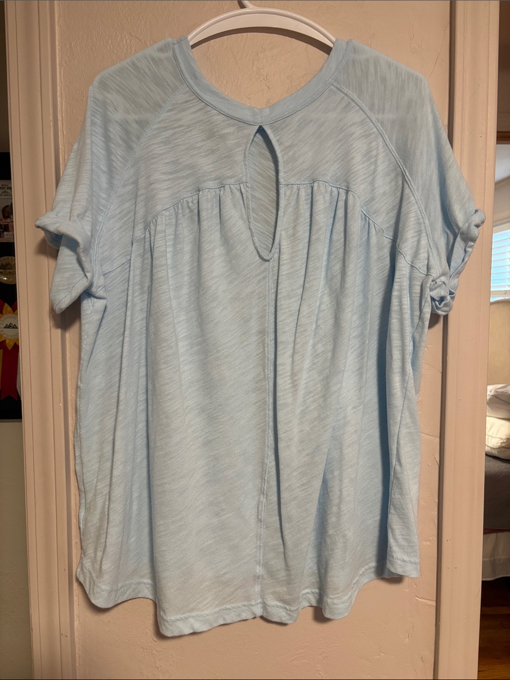 American Eagle Outfitters Light Blue Short Sleeve Peplum Tee - Picture 3 of 3